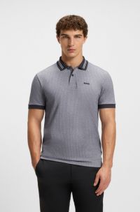 Polo en piqué de coton avec imprimé à pois, Gris