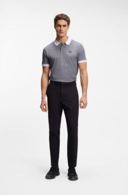 Cotton-piqu&eacute; polo shirt with dot print, Grey