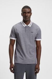 Polo in piqué di cotone con stampa a pois, Grigio