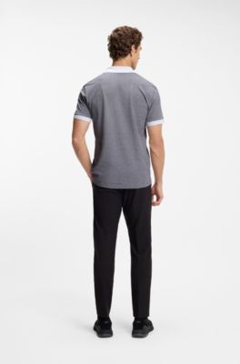 Cotton-piqu&eacute; polo shirt with dot print, Grey