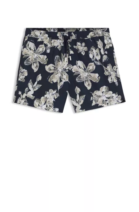 Quick-dry swim shorts with all-over print