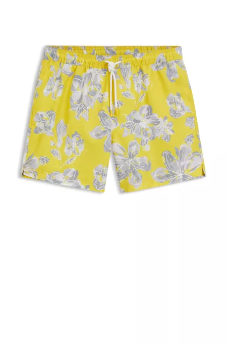 Quick-dry swim shorts with all-over print