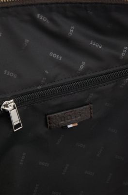 Canvas holdall with leather trims, White