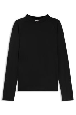 Active slim-fit T-shirt in stretch piqu&eacute;, Black