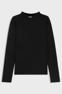 Active slim-fit T-shirt in stretch piqu&eacute;, Black