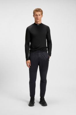 Active slim-fit T-shirt in stretch piqu&eacute;, Black