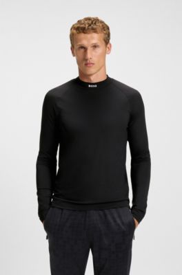 Active slim-fit T-shirt in stretch piqu&eacute;, Black