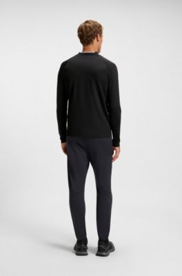 Active slim-fit T-shirt in stretch piqu&eacute;, Black