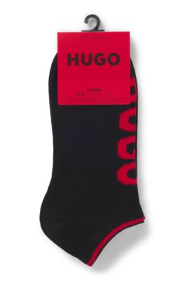 Dreierpack Sneakers-Socken mit Logos, Schwarz