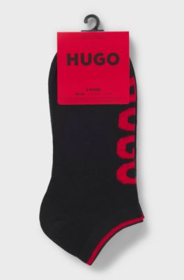 Three-pack of ankle socks with logos, Black
