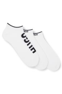 Three-pack of ankle socks with logo details, White