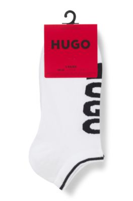 Three-pack of ankle socks with logos, White