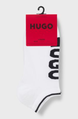 Three-pack of ankle socks with logos, White