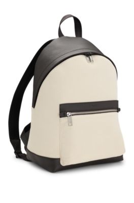 Rugtas van canvas met leren details, Wit