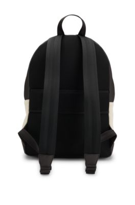 Rugtas van canvas met leren details, Wit