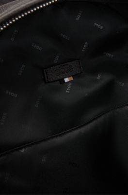 Canvas backpack with leather trims, White