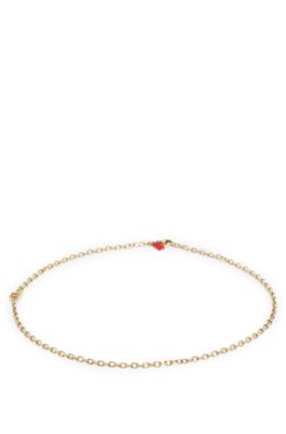Chain necklace with stacked-logo plaque, Gold tone