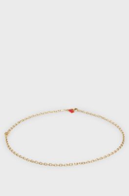 Chain necklace with stacked-logo plaque, Gold tone