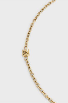 Chain necklace with stacked-logo plaque, Gold tone