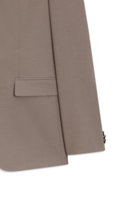 Two-piece extra-slim-fit suit in wool-blend poplin, Light Brown