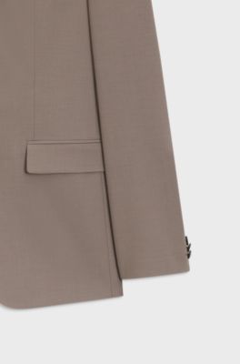 Two-piece extra-slim-fit suit in wool-blend poplin, Light Brown