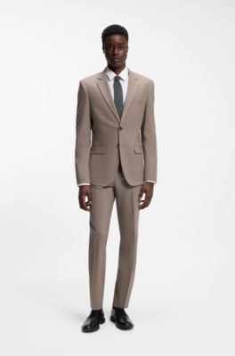 Two-piece extra-slim-fit suit in wool-blend poplin, Light Brown