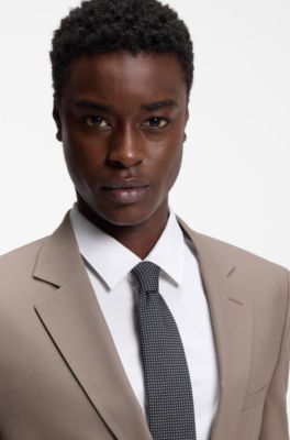 Two-piece extra-slim-fit suit in wool-blend poplin, Light Brown