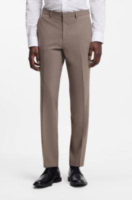 Two-piece extra-slim-fit suit in wool-blend poplin, Light Brown