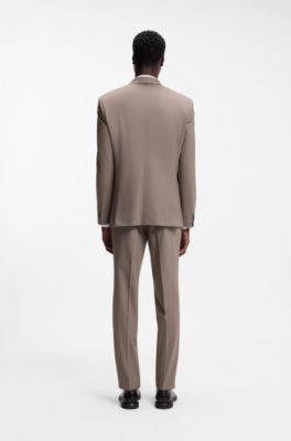 Two-piece extra-slim-fit suit in wool-blend poplin, Light Brown