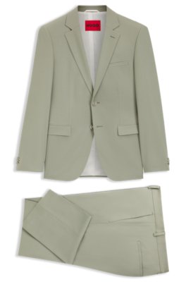 Two-piece extra-slim-fit suit in wool-blend poplin