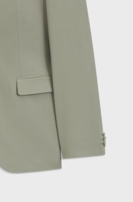 Two-piece extra-slim-fit suit in wool-blend poplin, Light Green