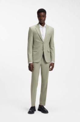 Two-piece extra-slim-fit suit in wool-blend poplin, Light Green