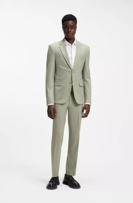 Two-piece extra-slim-fit suit in wool-blend poplin