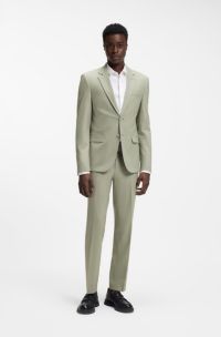 Two-piece extra-slim-fit suit in wool-blend poplin, Light Green