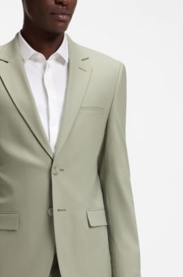 Tv&aring;delad extra-slim-fit-kostym i ullblandad poplin, Ljusgr&ouml;n