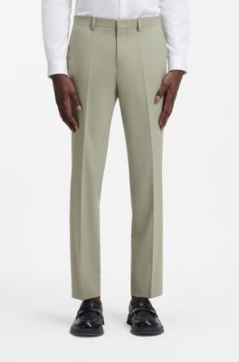 Two-piece extra-slim-fit suit in wool-blend poplin, Light Green