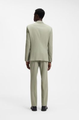 Two-piece extra-slim-fit suit in wool-blend poplin, Light Green