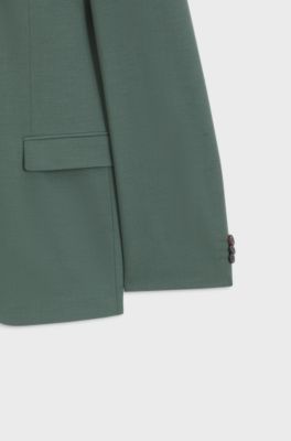 Two-piece extra-slim-fit suit in wool-blend poplin, Green