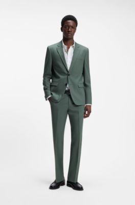 Abito extra slim fit due pezzi in popeline di misto lana, Verde