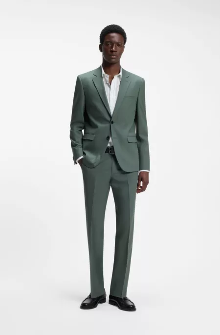 Two-piece extra-slim-fit suit in wool-blend poplin