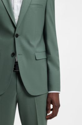 エクストラスリムフィット ツーピーススーツ ウールブレンド ポプリン, グリーン
