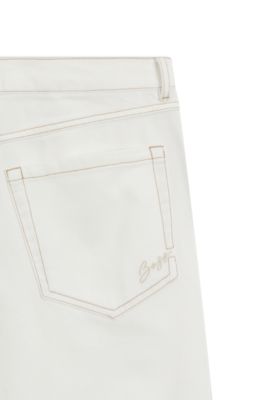Barrel-leg trousers in cotton twill, White