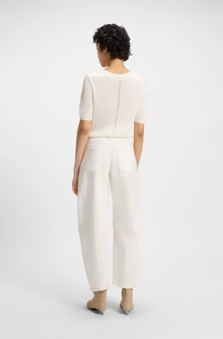 Barrel-leg trousers in cotton twill