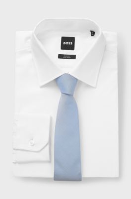 Tie with jacquard structure, Light Blue