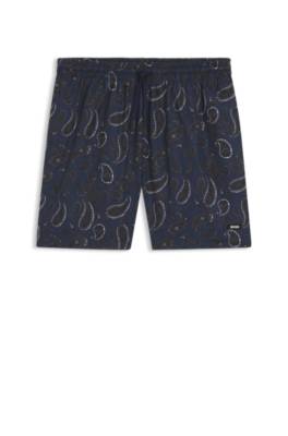 Paisley-print swim shorts with rubber logo 1