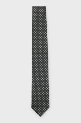 Silk-blend tie with jacquard pattern, Light Grey