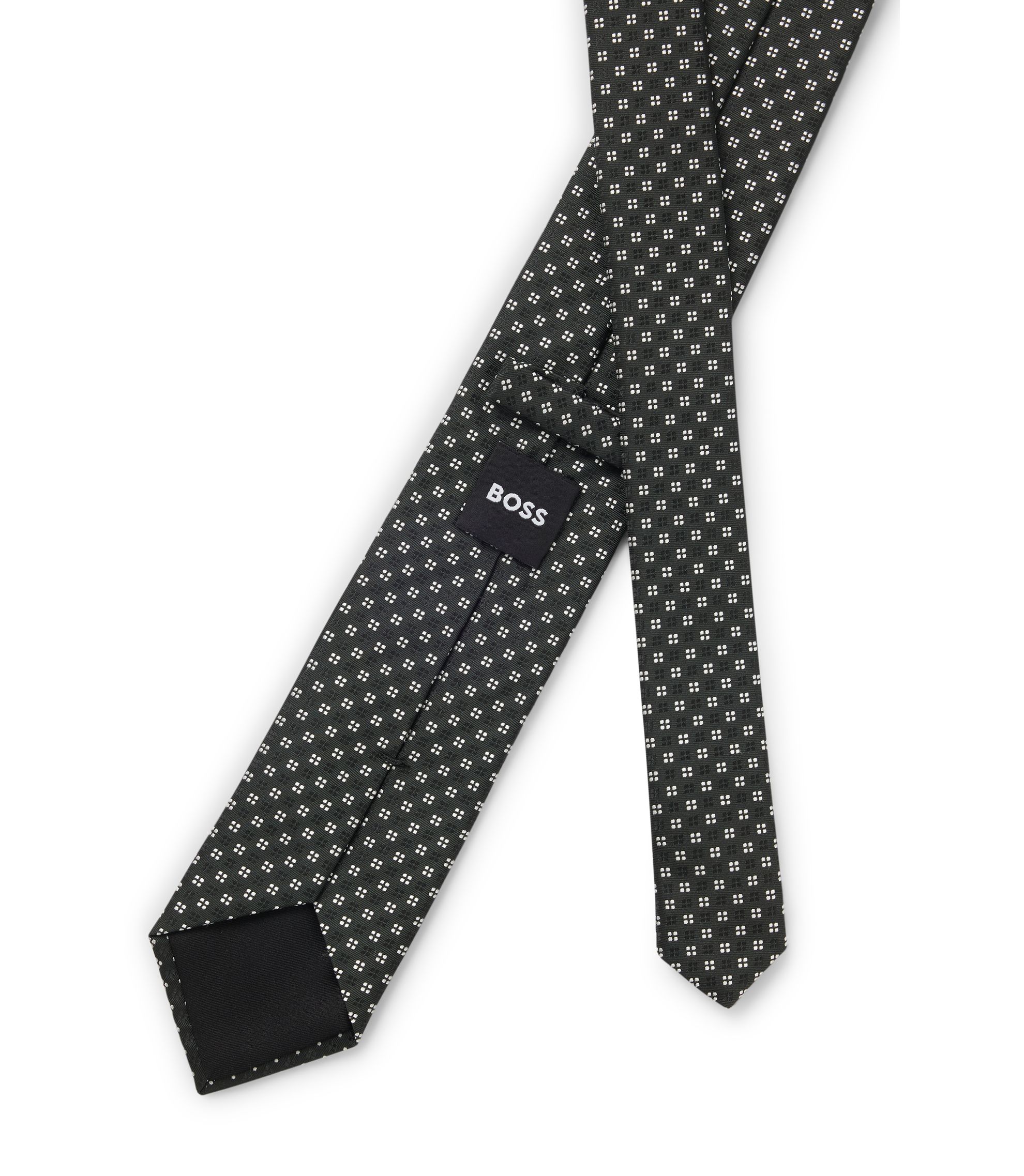 BOSS - Silk-blend tie with jacquard pattern - Light Grey