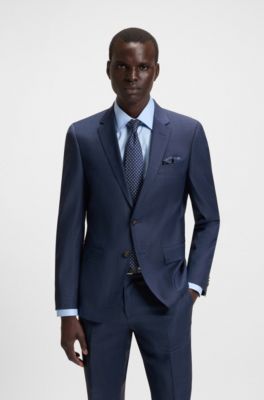Silk-blend tie with jacquard pattern, Dark Blue
