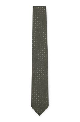 Silk-blend tie with jacquard pattern, Dark Green