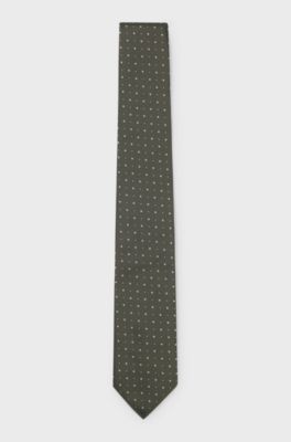 Silk-blend tie with jacquard pattern, Dark Green